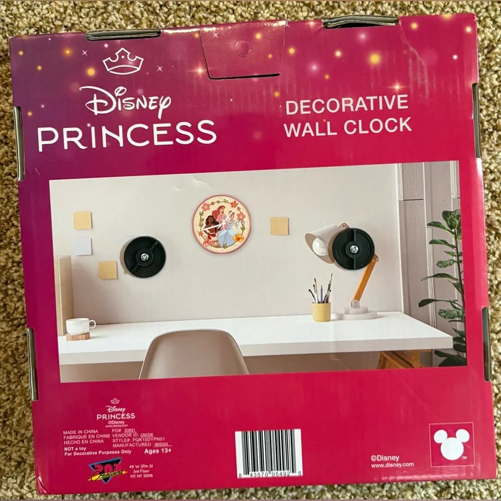 Disney Princess Decorative Wall Clock – Moana, Ariel, Cinderella